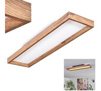 Pannello da soffitto a LED Longvic, moderna plafoniera in metallo/MDF/plastica, colore nero/effetto legno/bianco, lunghezza 80 cm, 18 Watt, 1900 lumen, 3000 Kelvin