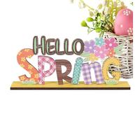 Pannello Da Tavolo Di Pasqua - Decorazione In Legno, Coniglio E Fiori Colorati | Pezzo Maestro Festive, Accessorio Per Festa, Decorazione Primavera Affascinante Per Casa, Ufficio, Sala Da Pranzo