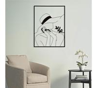 Pannello decorativo 3D con figura femminile con un elegante cappello, IRON WALL WALL ELEGANT-B , 60x1x h 80 cm peso 1,500 kg colori nero nero