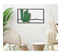 Pannello decorativo 3D - da parete in metallo CACTUS Dimensioni 60x1,3x33 raffigurato un panorama desertico con un cactus verde acceso verde