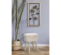 Pannello decorativo 3D da parete in metallo e legno con fiori, GIRISH -A Dimensioni 30x2,5x h 60 cm peso 1,500 kg colori nero marrone marrone