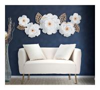 Pannello decorativo 3D dorato richiama le foglie i fiori e la natura WHITE DECO 158x9xh 60 cm peso 5,5 kg ORO e Bianco metallo oro