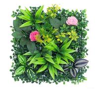 Pannello decorativo da parete artificiale verde, resistente ai raggi UV, 25 x 25 cm, per interni ed esterni, sfondo con texture di eucalipto (02)