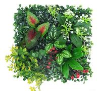 Pannello decorativo da parete artificiale verde, resistente ai raggi UV, 25 x 25 cm, per interni ed esterni, sfondo con texture di erba di eucalipto (06)