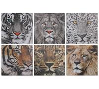 PANNELLO DECORAZIONE PARETI FIGURA ANIMALI TELA SU LEGNO CM 40 X 40