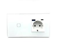 Pannello di commutazione a doppia parete tattile, moderno, con presa e porta USB e USB-C WiFi, colore bianco