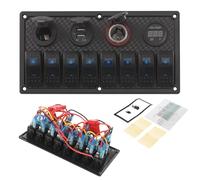 Pannello di controllo 12 V, interruttore a 8 marce, con accendisigari e 2 set di adesivi, IP65 DC, pannello di controllo a LED per auto, camion, yacht, 3,1 A, caricatore doppio USB