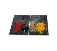 Pannello di copertura per piano cottura in vetroceramica, 2 pezzi, 80 x 52 cm, multicolore, paraspruzzi in vetro, protezione per piano di sicurezza, tagliere in vetro, 2 x 40 x 52 cm
