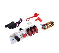 Pannello di interruttori a levetta per accensione a scomparsa 5 in 1, DC 12 V, pulsante di avviamento del motore dell’auto con indicatore a LED, interruttore a levetta in stile