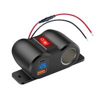 Pannello di Linea 2 in 1 Preassemblaggio Presa USB 12V Presa Accendisigari, PD 30W e Caricatore di Porte USB per Auto QC3.0 con Voltmetro a LED, Adattatore Presa 120W con Interruttore per Auto Barca