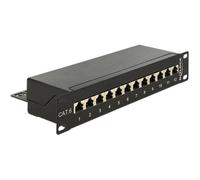 Pannello di patch RJ-45 DeLock 43297 12 porte Cat.6 rack 10" 1U nero