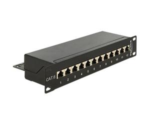 Pannello di patch RJ-45 DeLock 43297 12 porte Cat.6 rack 10" 1U nero