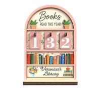 Pannello di tracciamento dei libri - Bancone in legno da 7,08 pollici | Ornamento della di lettura - Decorazione per scaffali per studenti, insegnanti, scrittori, regalo di calze di Natale