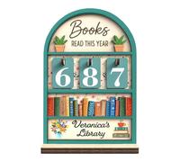 Pannello di tracciamento dei libri - Bancone in legno da 7,08 pollici | Ornamento della di lettura - Decorazione per scaffali per studenti, insegnanti, scrittori, regalo di calze di Natale