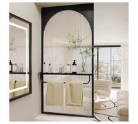 Pannello Divisorio Per Doccia Walk-in, Divisorio Per Ambienti Con Barra Portasciugamani, Schermo Traslucido Per La Privacy, Per Camera Da Letto, Bagno, WC(Black-b,30x90 cm)