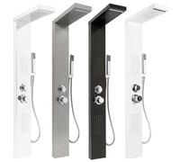 Pannello doccia 4 in 1, set completo per sistema doccia: soffione a pioggia, cascata, getti laterali massaggianti, ampia doccetta, interruttore a 1 pulsante, acciaio inox 304 spazzolato Dimensioni: 15