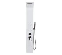 Pannello Doccia 5 In 1 in Acciaio Inox con Soffione, Colonna Doccia Idromassaggio a Pioggia e Doccetta i efficienza energetica A]Funzioni in 304 Acciaio Inox,20 x 7 x 140 cm (bianco)