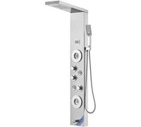 Pannello doccia 6 in 1 LED, acciaio, soffione, massaggi, parete