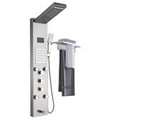 Pannello doccia con luce LED, cascata, pioggia, display digitale, set di rubinetti, getto SPA, colonna for bagno, a torre(Brushed nickle 8004)