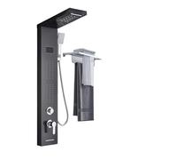 Pannello doccia con luce LED, cascata, pioggia, display digitale, set di rubinetti, getto SPA, colonna for bagno, a torre(Black 8011)