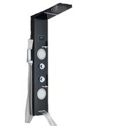 Pannello doccia con luce LED, cascata, pioggia, display digitale, set di rubinetti, getto SPA, colonna for bagno, a torre(Black 6001)