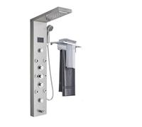 Pannello doccia con luce LED, cascata, pioggia, display digitale, set di rubinetti, getto SPA, colonna for bagno, a torre(Brushed nickle 8009)