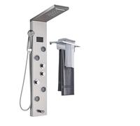 Pannello doccia con luce LED, cascata, pioggia, display digitale, set di rubinetti, getto SPA, colonna for bagno, a torre(Brushed Nickel 9001)