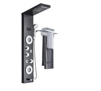 Pannello doccia con luce LED, cascata, pioggia, display digitale, set di rubinetti, getto SPA, colonna for bagno, a torre(Black 8006)