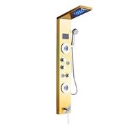 Pannello doccia con miscelatore a cascata a pioggia di lusso for bagno in nichel spazzolato, getto luminoso a LED, colonna for vasca in ottone(8006 Golden)