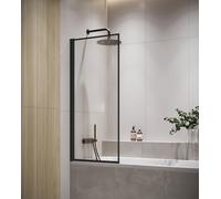 Pannello doccia girevole per vasca da bagno Medal, 60 x 140 cm, colore nero, con vetro di sicurezza monolocale da 5 mm, rivestimento nano