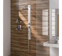 Pannello doccia in vetro temperato e acciaio inox h130 cm con miscelatore manuale Style 01