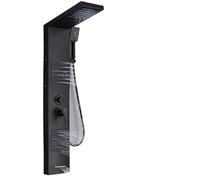Pannello doccia LED nero, a torre, cascata a pioggia, colonna doccia, idroelettrico, vasca idromassaggio, miscelatore doccia(Black 6004)