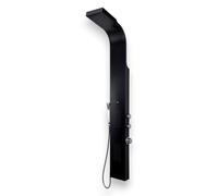 Pannello doccia multifunzione in acciaio inox nero h166 cm con getto a cascata e miscelatore termostatico Spa 01