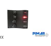 PANNELLO ELETTRICO STAGNO 4 INTERRUTTORI 12V CON PORTAFUSIBILI E SPIE A LED