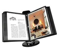 Pannello espositore per documenti, Portadocumenti da scrivania regolabile con 10-20 tasche, formato A4, montaggio a parete, nero(20 pages)