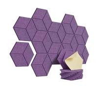 Pannello Fonoassorbente 12 Pack Hexagon Self-adhesive Acoustic Panels Y- Lined Design Sound Proof Foam Home Studio Wall Stickers(Purple)