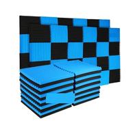 Pannello Fonoassorbente 50 Pack Studio Acoustic Panels Sound Proof Foam Wedge Absorbing Panel Insulation 1" x 12"(25Black25Blue)