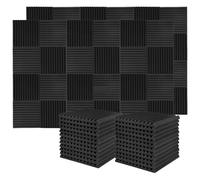 Pannello Fonoassorbente 50 Pack Studio Acoustic Panels Sound Proof Foam Wedge Absorbing Panel Insulation 1" x 12"(50Black)