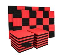 Pannello Fonoassorbente 50 Pack Studio Acoustic Panels Sound Proof Foam Wedge Absorbing Panel Insulation 1" x 12"(25Black25Red)