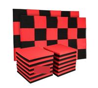 Pannello Fonoassorbente 50 Pack Studio Acoustic Panels Sound Proof Foam Wedge Absorbing Panel Insulation 1" x 12"(25Black25Red)