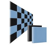 Pannello Fonoassorbente 50Pcs Studio Acoustic Foam Panel Soundproof Wall Noise Protective Sound Absorption Treatment Room 12" X12"X1"(Black Sky Blue)