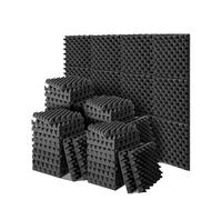 Pannello Fonoassorbente Pannelli acustici in schiuma autoadesivi da 12-48 pezzi, pannelli fonoassorbenti for pareti, riduzione del rumore, for studio, camera letto, casa, fonoassorbente(Black-12PCS)