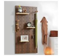 Pannello Forato In Legno, Kit Organizer Da Parete Con Pannello Forato Rettangolare, Pannello Portautensili Con Ganci Da Parete Per Casa, Camera Da Letto, Garage, Soggiorno(Marrone,56.25x75 cm)