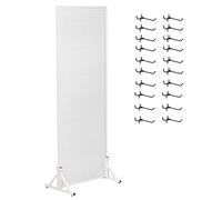 Pannello forato mobile con 20 ganci in metallo perforato per garage, ufficio, artigianato, negozio, bianco, 78,7 x 119,4 cm, soluzione versatile per riporre oggetti da parete