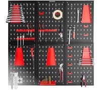 TecTake® Pannello Forato Portautensili, Pannello Portaoggetti con 6 Pannelli, 53 Ganci e Sostegni, Espandibile, Adattabile, Ideale per Garage e Officina, Pannello Porta attrezzi da Parete