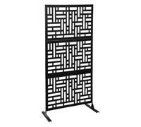 Pannello frangivista paravento divisorio per interni ed esterni, 90 x 190 x 40 cm, cavo divisorio in metallo, terrazze decorative con supporto, nero (1 motivo a strisce)