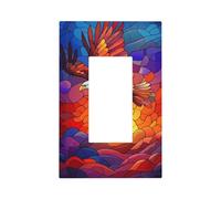 Pannello frontale in vetro colorato con aquila che vola al tramonto, copertura per pannello frontale a bilanciere singolo, 1 banda, decorazione per presa di casa, cucina, camera da letto, bagno