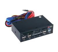 Pannello frontale multimediale multifunzione per dashboard PC con hub USB 3 0 porta eSATA porte audio e lettore multi-carta schede di memoria SD MS CF TF M2 MMC