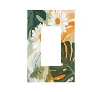 Pannello frontale per interruttore della luce astratto con margherite e foglie di Monstera, copertura a bilanciere singolo, 1 banda, decorazione per presa di corrente per casa, cucina, stanza, bagno