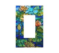 Pannello frontale per interruttore della luce in vetro colorato con motivo ninfee a bilanciere singolo, 1 banda, decorazione per presa di casa, cucina, camera da letto, bagno